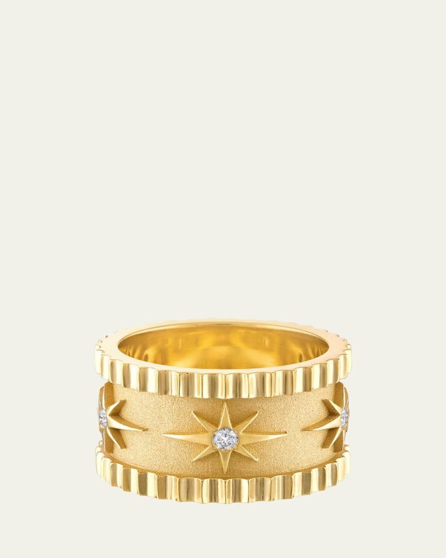 18K Yellow Gold Cigar Band with Diamonds